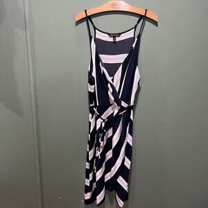 41 Hawthorn Navy Pink Striped Wrap Maxi Dress Size L Designer